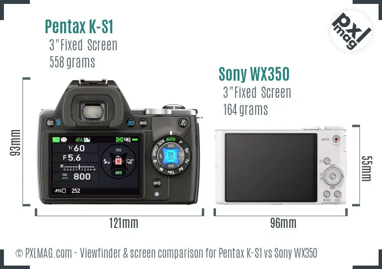 Pentax K-S1 vs Sony WX350 Screen and Viewfinder comparison