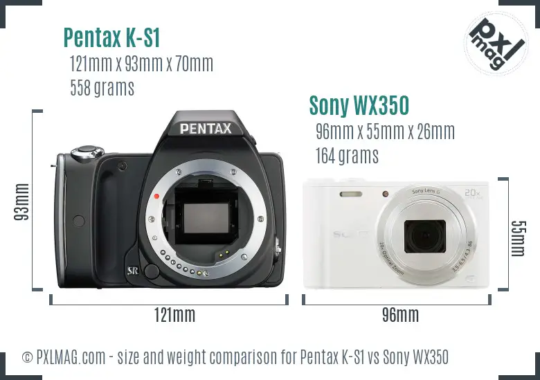 Pentax K-S1 vs Sony WX350 size comparison Pentax K-S1 vs Sony WX350 size comparison