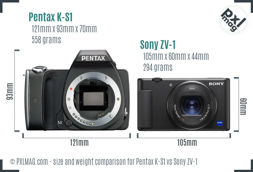 Pentax K-S1 vs Sony ZV-1 size comparison