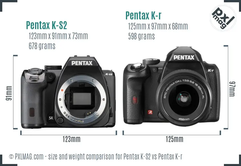 Pentax K-S2 vs Pentax K-r size comparison