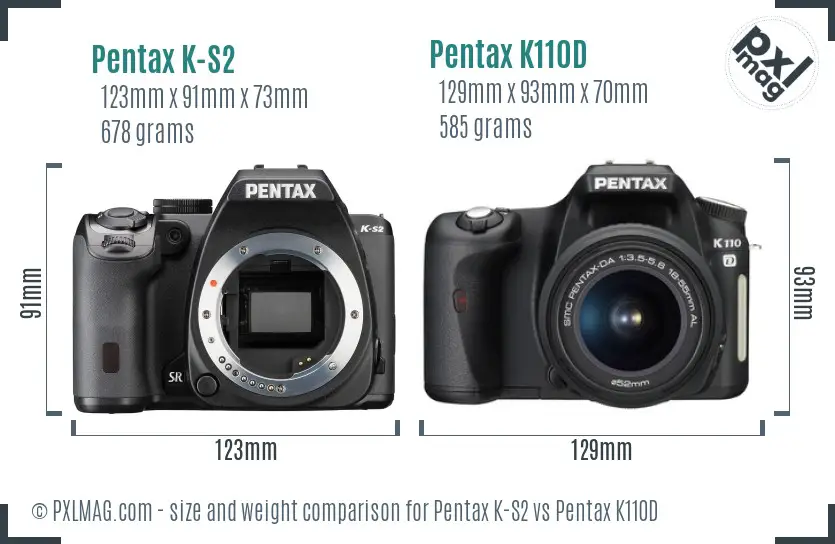 Pentax K-S2 vs Pentax K110D size comparison