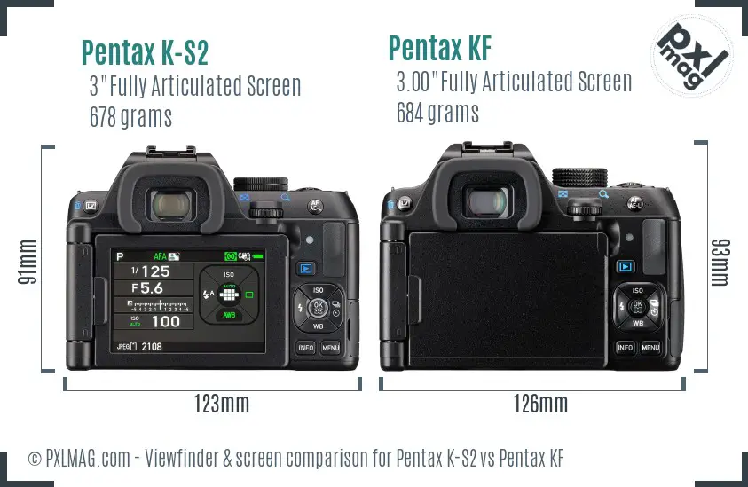Pentax K-S2 vs Pentax KF Screen and Viewfinder comparison