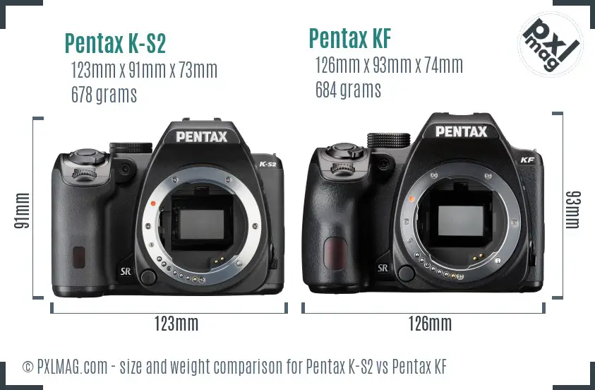 Pentax K-S2 vs Pentax KF size comparison