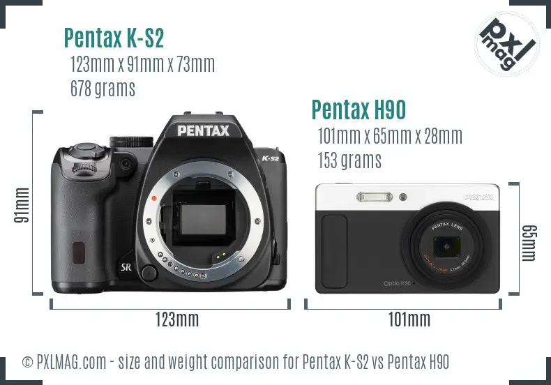 Pentax K-S2 vs Pentax H90 size comparison