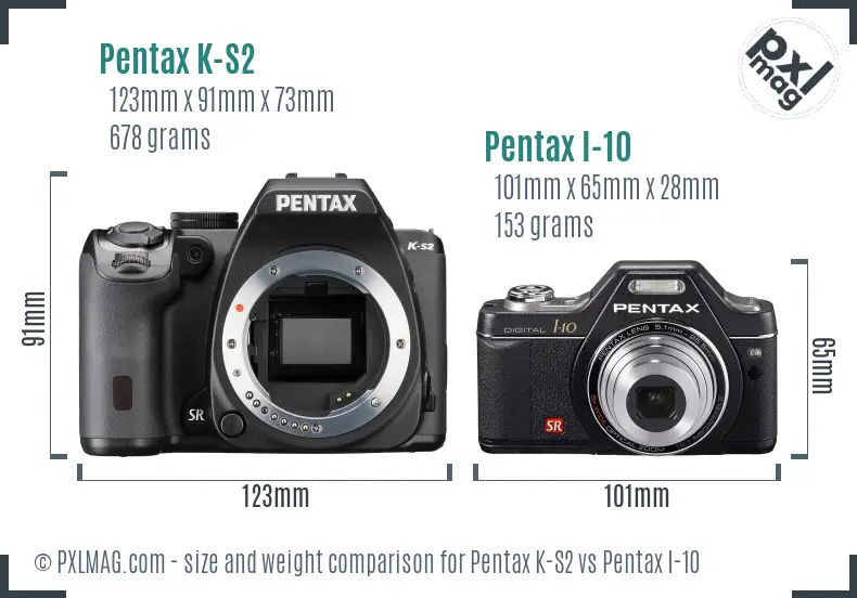 Pentax K-S2 vs Pentax I-10 size comparison