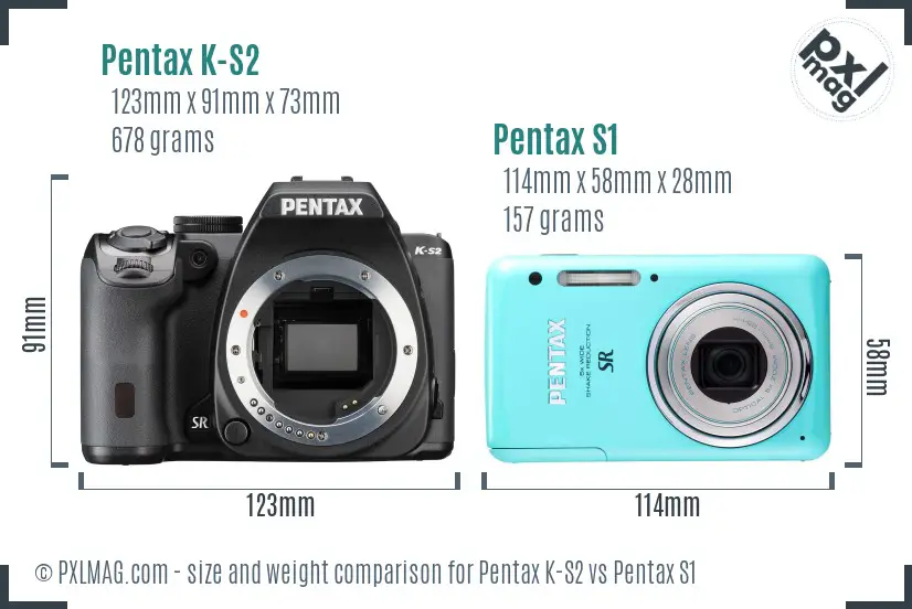 Pentax K-S2 vs Pentax S1 size comparison