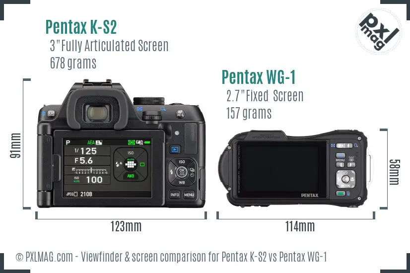 Pentax K-S2 vs Pentax WG-1 Screen and Viewfinder comparison