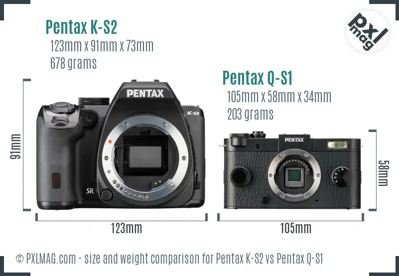 Pentax K-S2 vs Pentax Q-S1 size comparison