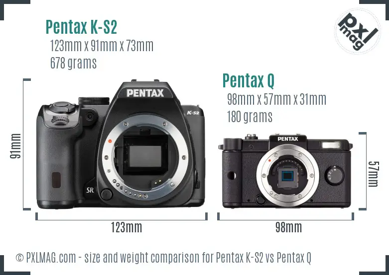 Pentax K-S2 vs Pentax Q size comparison