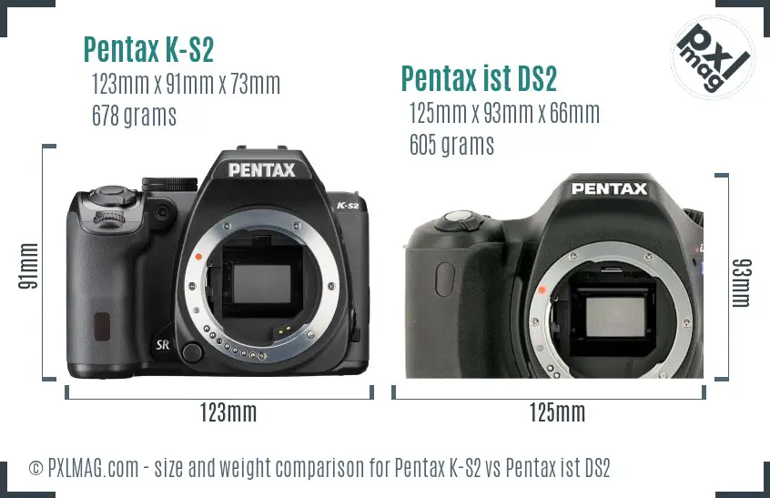 Pentax K-S2 vs Pentax ist DS2 size comparison
