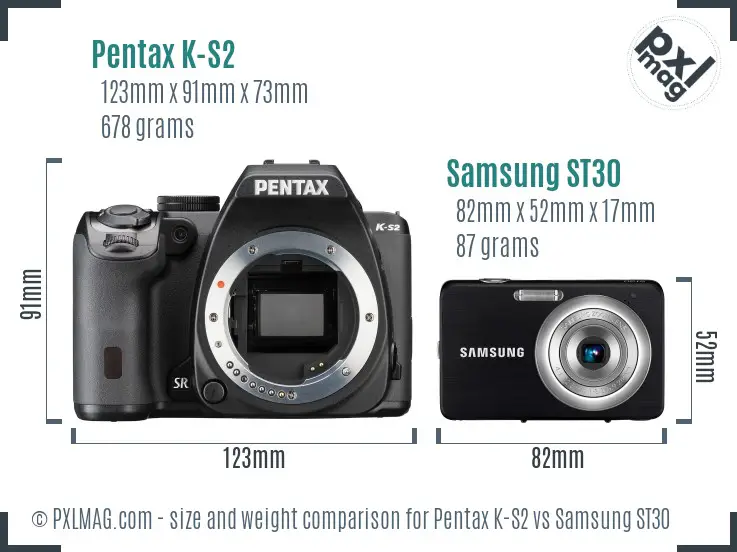 Pentax K-S2 vs Samsung ST30 size comparison