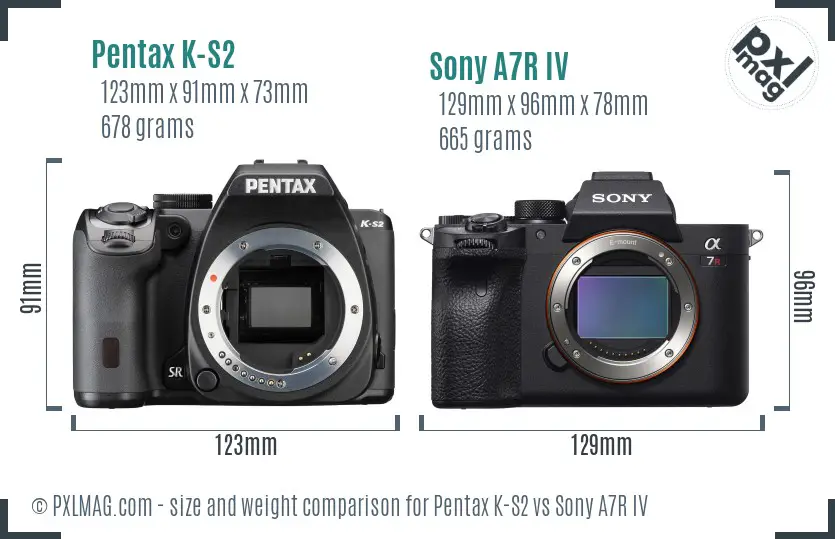 Pentax K-S2 vs Sony A7R IV size comparison