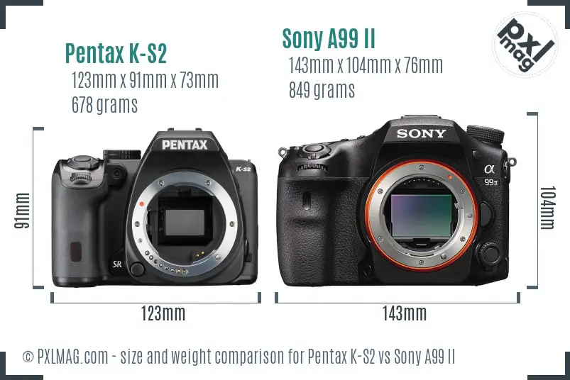 Pentax K-S2 vs Sony A99 II size comparison