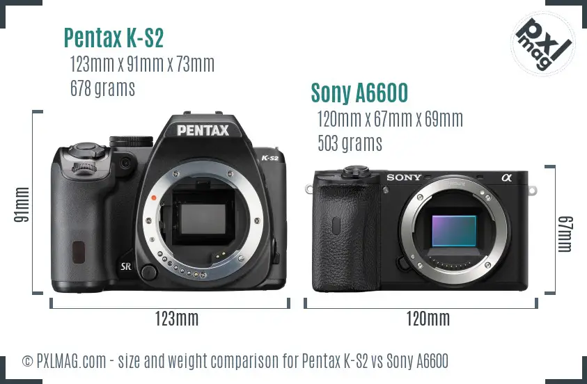 Pentax K-S2 vs Sony A6600 size comparison