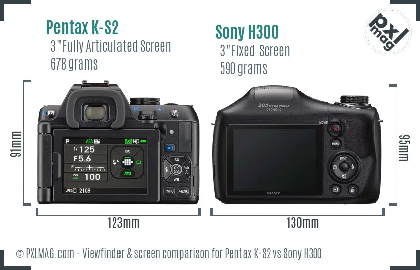 Pentax K-S2 vs Sony H300 Screen and Viewfinder comparison