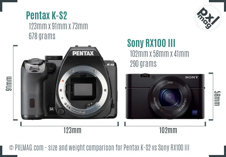 Pentax K-S2 vs Sony RX100 III size comparison