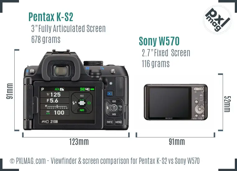 Pentax K-S2 vs Sony W570 Screen and Viewfinder comparison