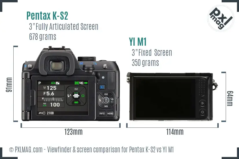 Pentax K-S2 vs YI M1 Screen and Viewfinder comparison
