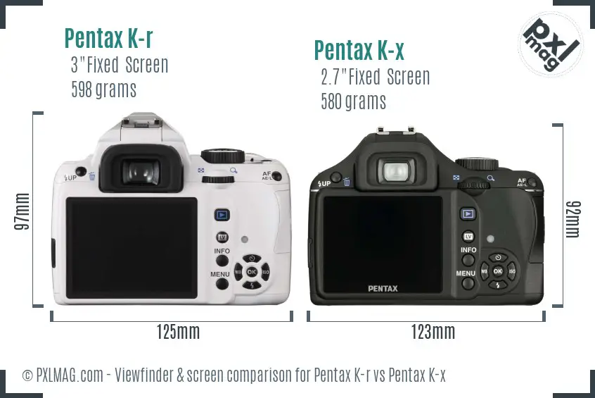 Pentax K-r vs Pentax K-x Screen and Viewfinder comparison