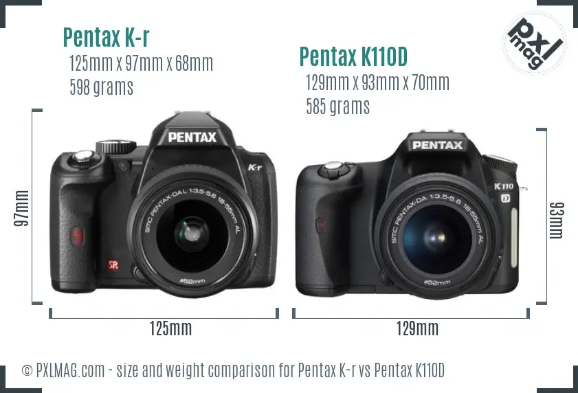 Pentax K-r vs Pentax K110D size comparison
