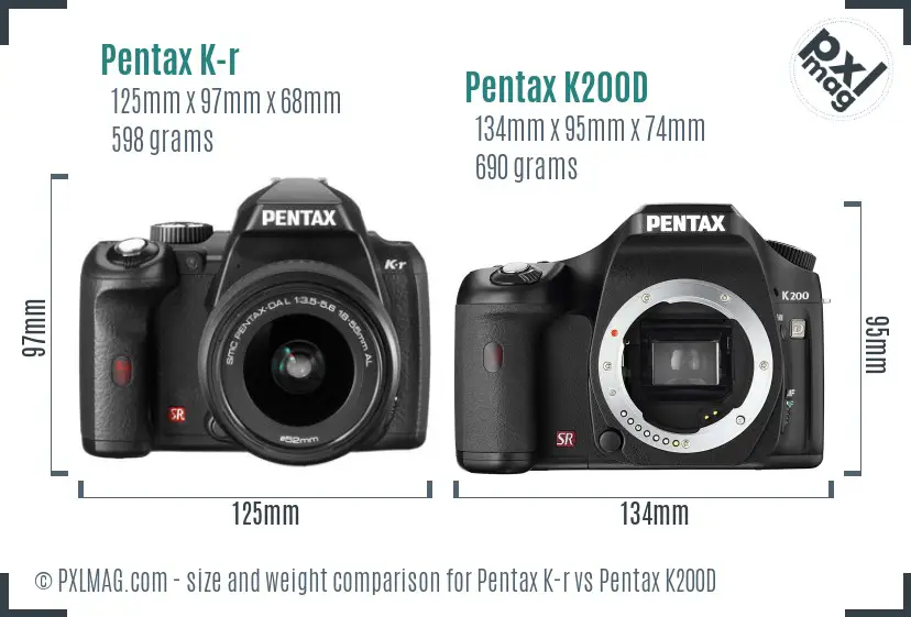 Pentax K-r vs Pentax K200D size comparison