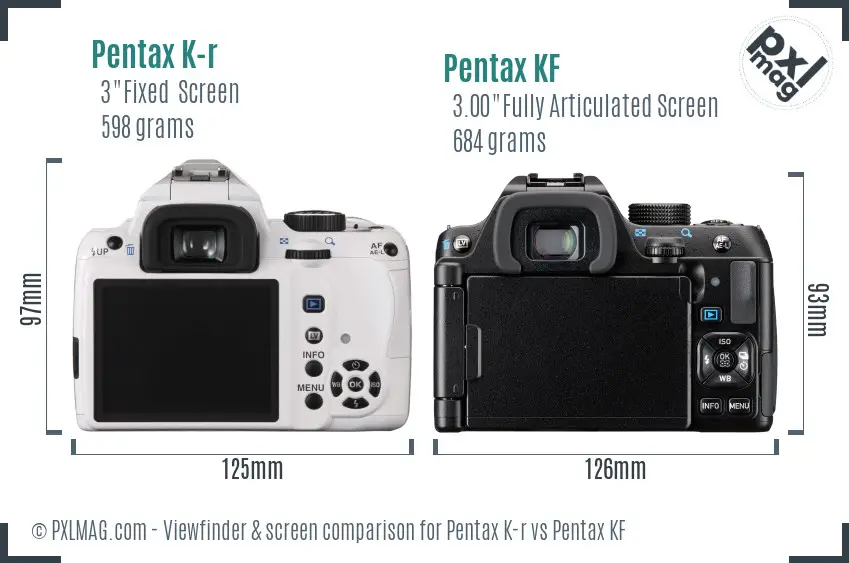 Pentax K-r vs Pentax KF Screen and Viewfinder comparison