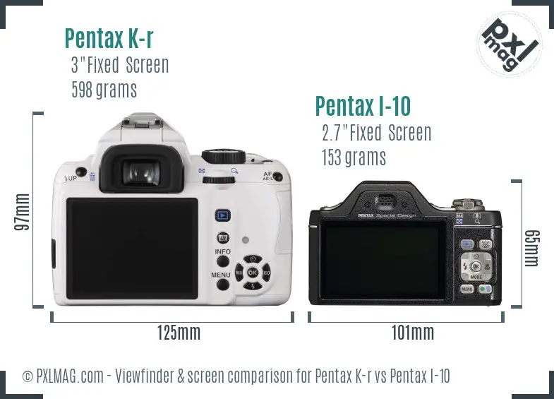 Pentax K-r vs Pentax I-10 Screen and Viewfinder comparison