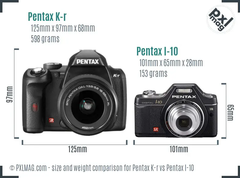 Pentax K-r vs Pentax I-10 size comparison