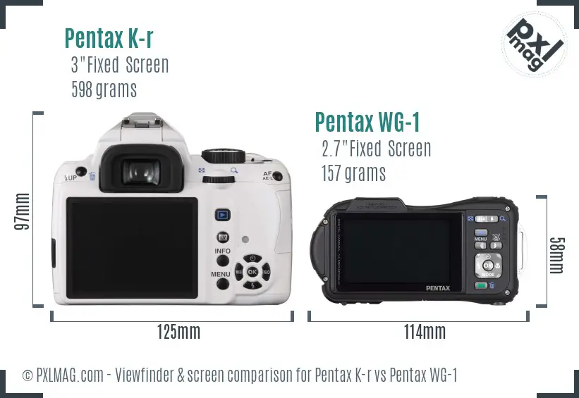 Pentax K-r vs Pentax WG-1 Screen and Viewfinder comparison
