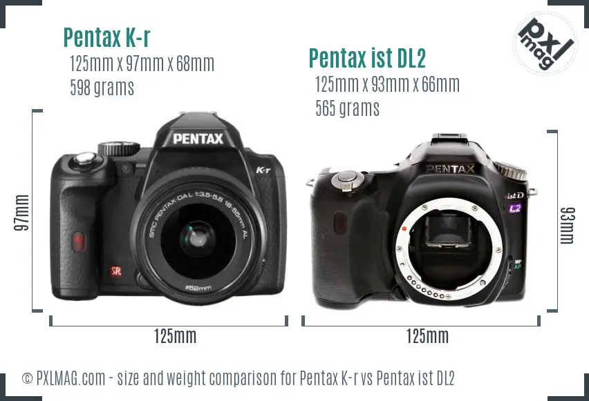 Pentax K-r vs Pentax ist DL2 size comparison