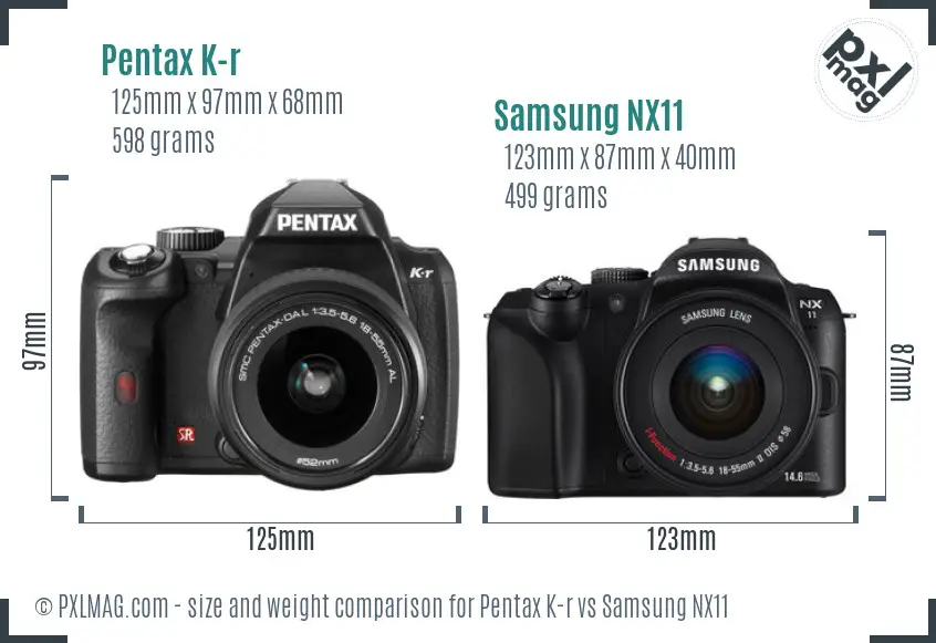 Pentax K-r vs Samsung NX11 size comparison