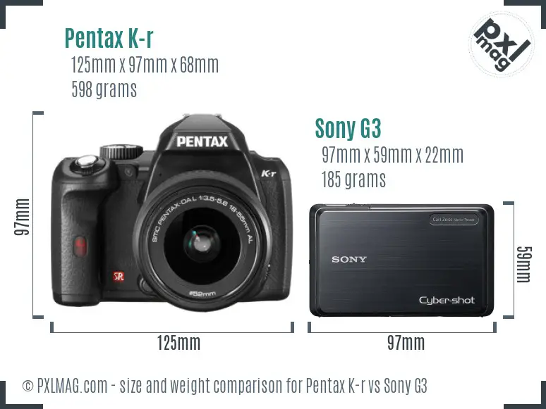 Pentax K-r vs Sony G3 size comparison Pentax K-r vs Sony G3 size comparison