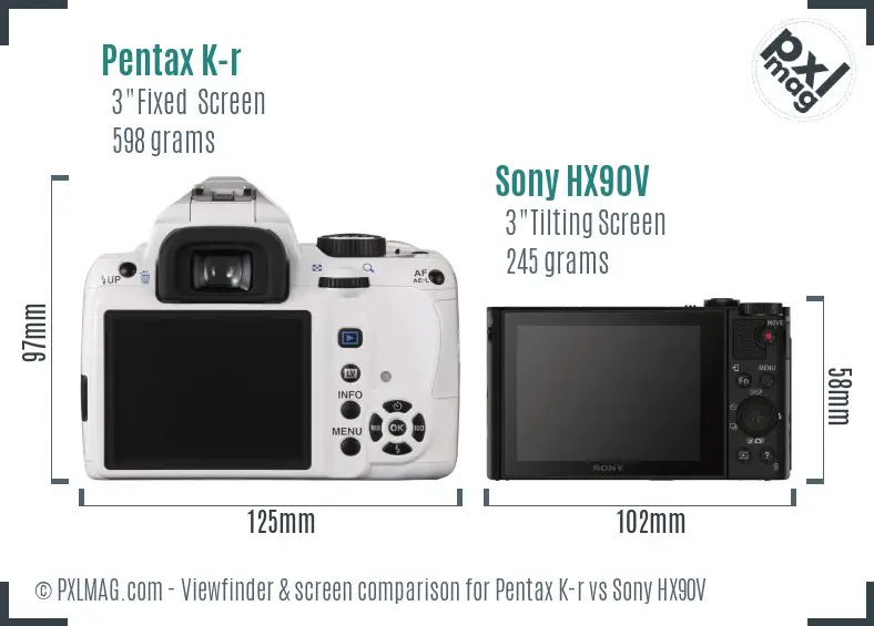 Pentax K-r vs Sony HX90V Screen and Viewfinder comparison Pentax K-r vs Sony HX90V Screen and Viewfinder comparison