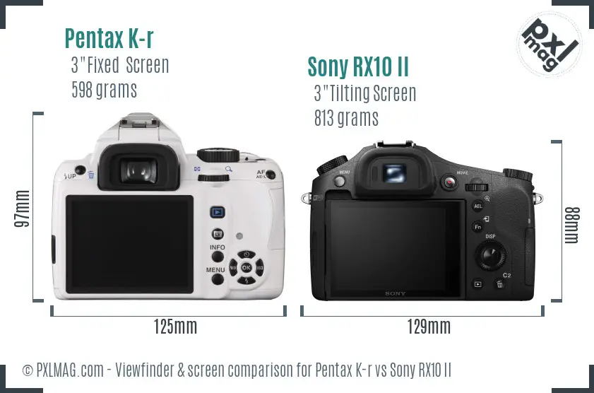 Pentax K-r vs Sony RX10 II Screen and Viewfinder comparison Pentax K-r vs Sony RX10 II Screen and Viewfinder comparison