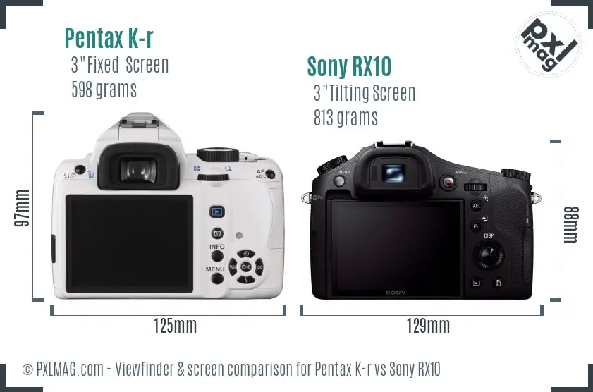Pentax K-r vs Sony RX10 Screen and Viewfinder comparison Pentax K-r vs Sony RX10 Screen and Viewfinder comparison