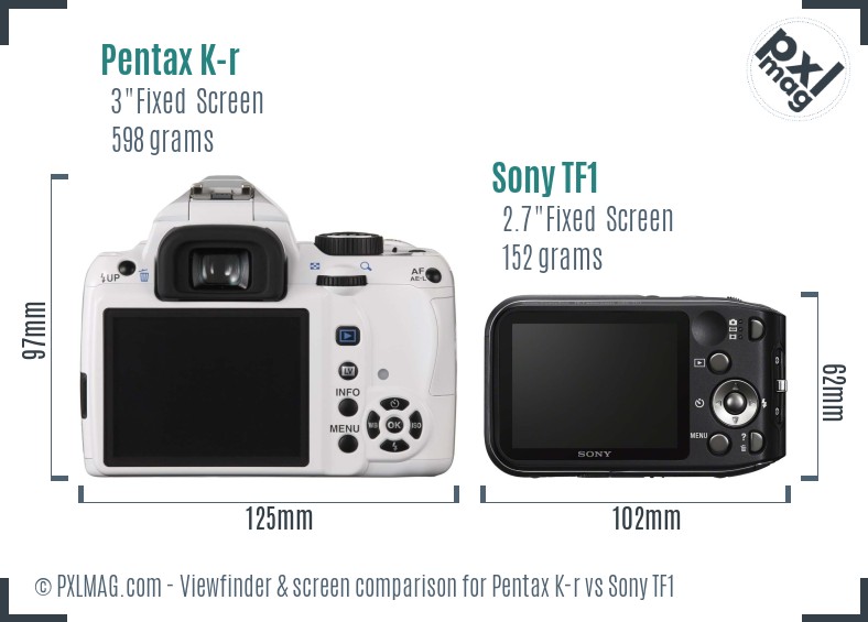 Pentax K-r vs Sony TF1 Screen and Viewfinder comparison