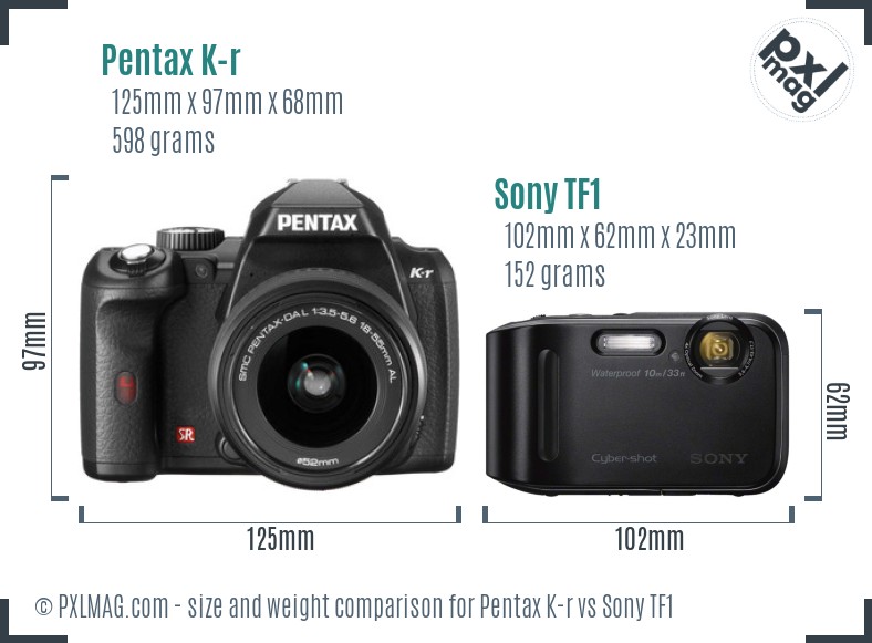 Pentax K-r vs Sony TF1 size comparison