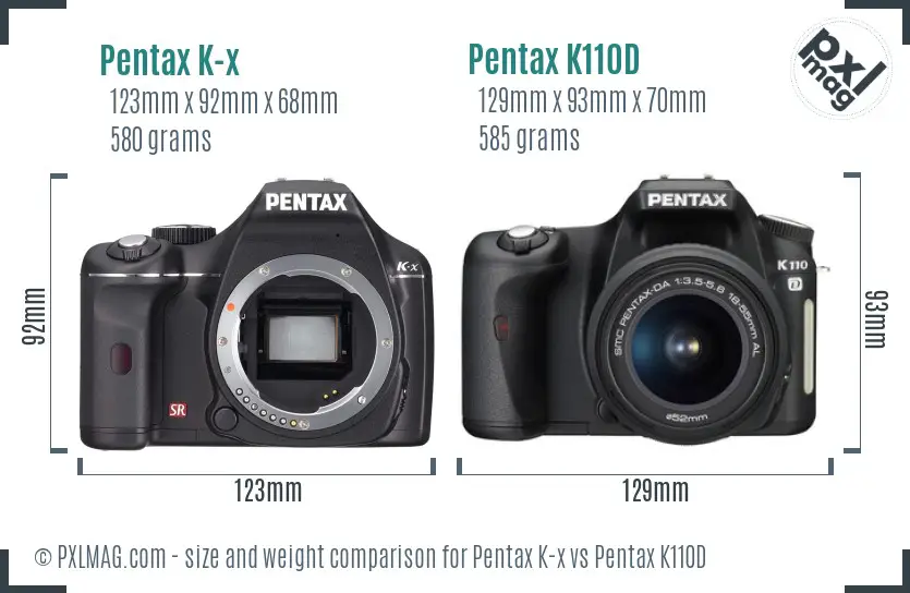 Pentax K-x vs Pentax K110D size comparison
