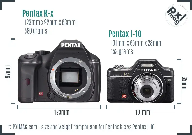 Pentax K-x vs Pentax I-10 size comparison