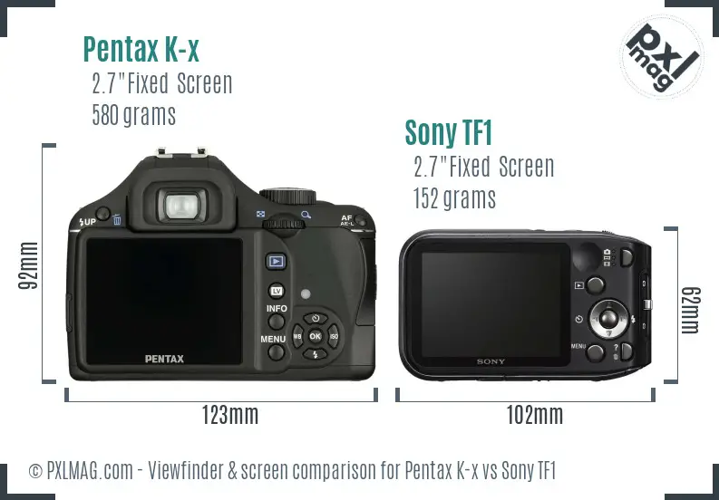 Pentax K-x vs Sony TF1 Screen and Viewfinder comparison