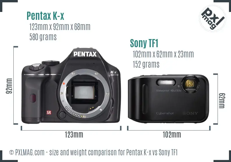 Pentax K-x vs Sony TF1 size comparison