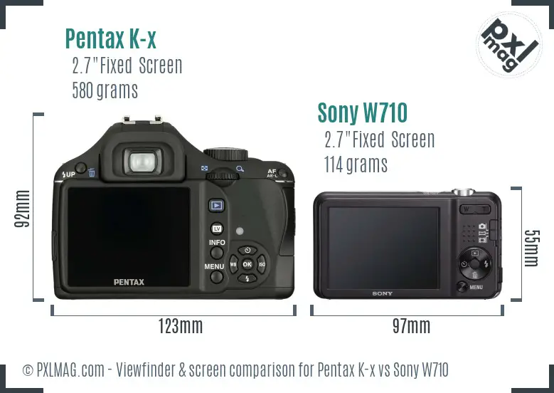 Pentax K-x vs Sony W710 Screen and Viewfinder comparison Pentax K-x vs Sony W710 Screen and Viewfinder comparison