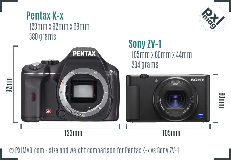 Pentax K-x vs Sony ZV-1 size comparison
