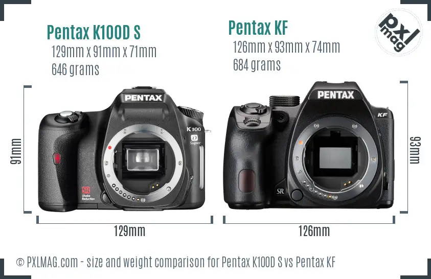 Pentax K100D S vs Pentax KF size comparison