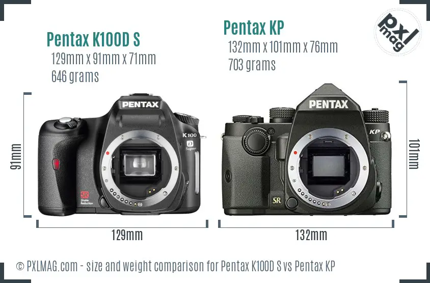 Pentax K100D S vs Pentax KP size comparison