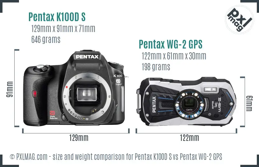Pentax K100D S vs Pentax WG-2 GPS size comparison