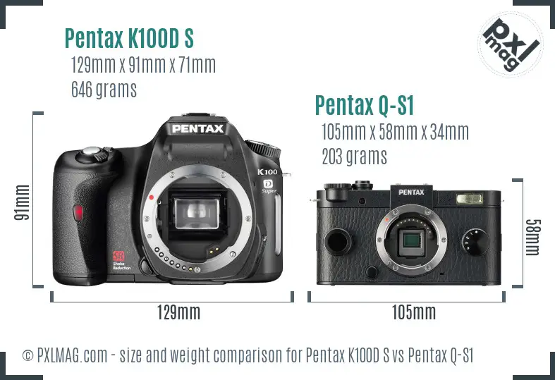 Pentax K100D S vs Pentax Q-S1 size comparison