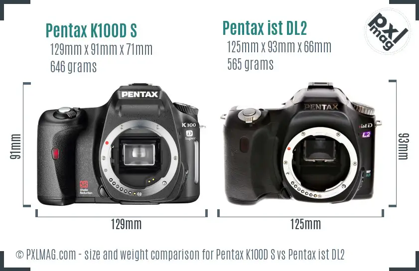 Pentax K100D S vs Pentax ist DL2 size comparison
