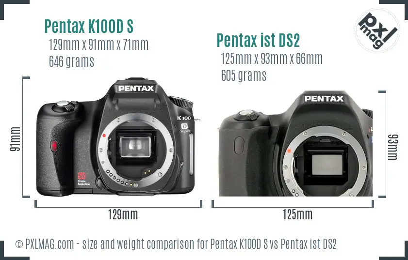 Pentax K100D S vs Pentax ist DS2 size comparison