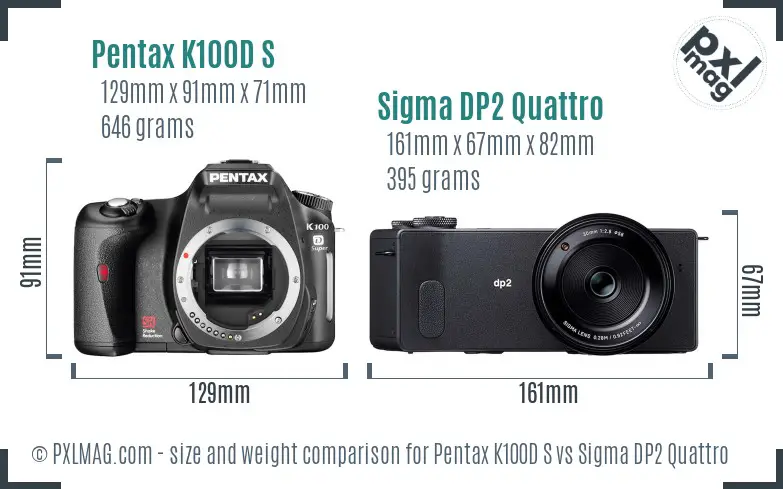 Pentax K100D S vs Sigma DP2 Quattro size comparison